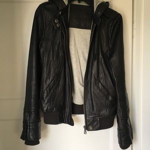 UGG Hooded Leather Moto Jacket
